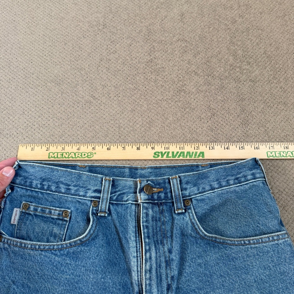 Vintage 2000s Carhartt B17-DST Relaxed Fit Tapered Leg Blue Denim Jeans 34x28 - Picture 6 of 7